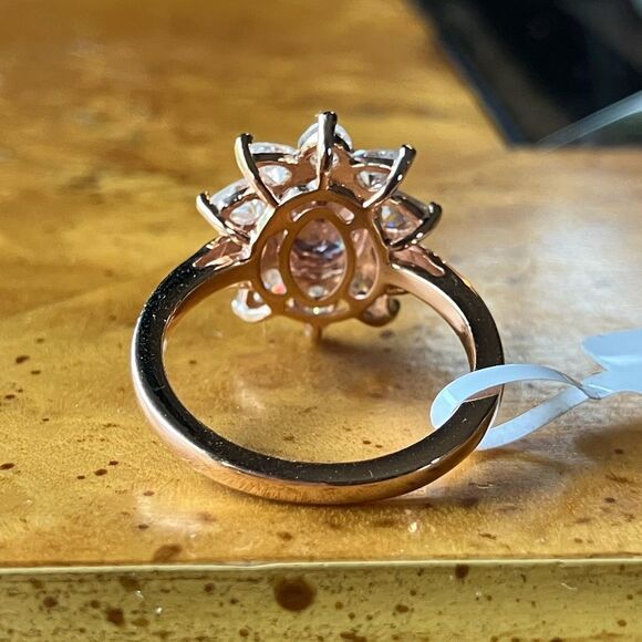 Natural Rose Apatite Moissanite Sterling Silver Ring Size 6 - Picture 5 of 9